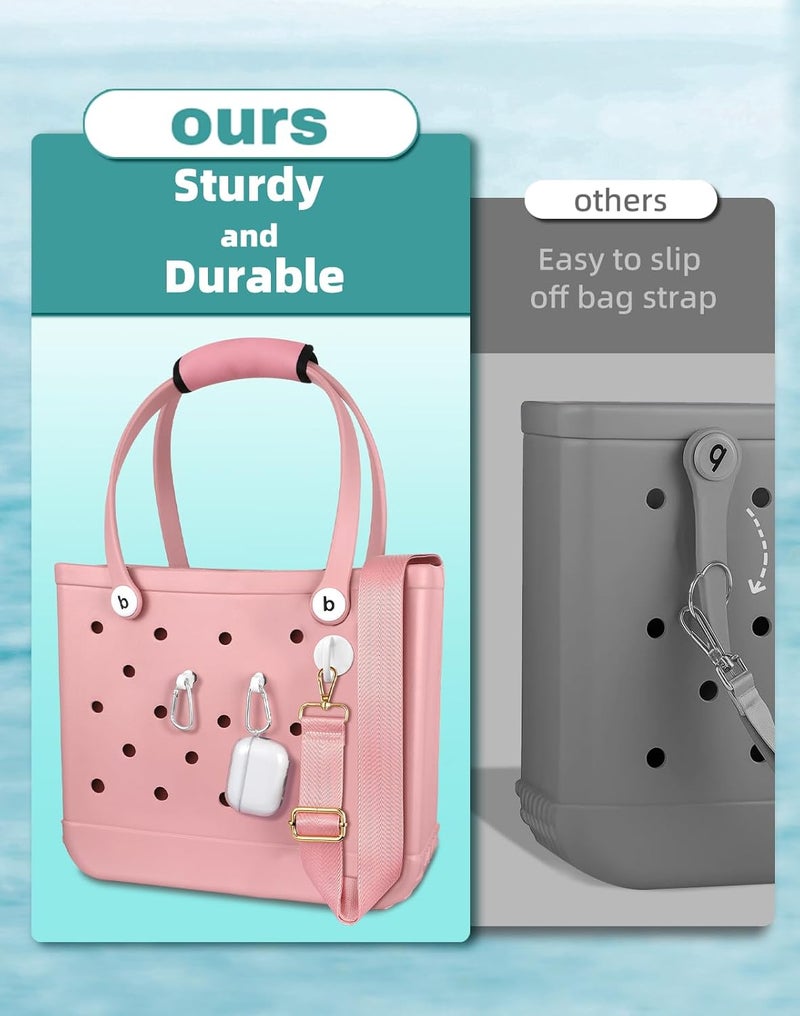 Toykee Bag Strap Charms Crossbody for Bogg Bag Accessories - Shoulder Strap Neoprene Luggage Handle Wrap for Suitcase & 2 Key Holders Pink - Image 4